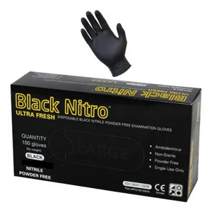 Ultra Fresh Black Nitro Nitrile Gloves Powder Free Extra Large 100pcs - 100 / PACK