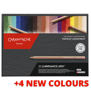 Caran d'Ache Luminance Professional Permanent Colour Pencil Box of 20 Portrait Colours + 4 additional