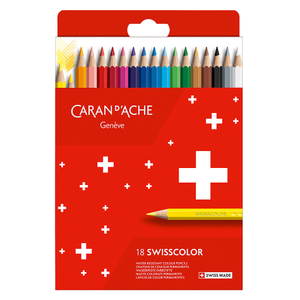 Caran d'Ache Swisscolor Water-Resistant Colouring Pencils Cardboard Box of 18