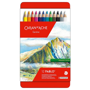 Caran d'Ache Pablo Artists Permanent Colour Pencil Assorted Tin of 12
