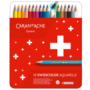 Caran d'Ache Swisscolor Water-Soluble Colouring Pencils Metal Box of 18