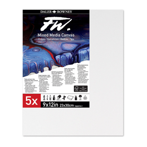 Daler-Rowney FW Mixed Media Canvas 9x12in Pack of 5