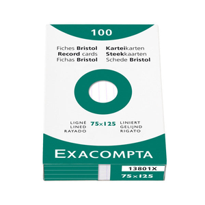 Exacompta White 5 x 3 (125 x 75) Record Cards Pack of 100