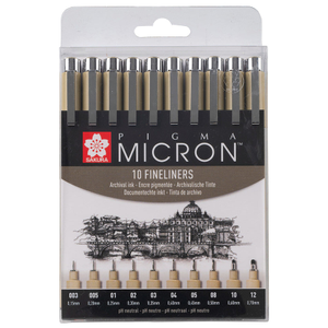 Sakura Pigma Micron Drawing Pen Set of 10 Black