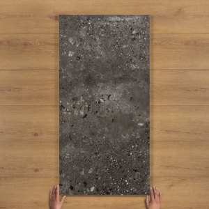 Udino Nero Terrazzo-Effect Matt Porcelain Tile 120x60cm