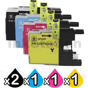 5 Pack Compatible Brother LC40 Ink Cartridges [2BK,1C,1M,1Y]