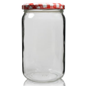720ml Clear Glass Food Jar With Lid - Red Gingham