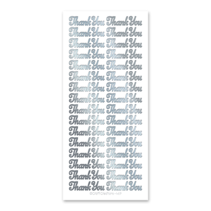 Thank You Silver Self Adhesive Peel Off Stickers