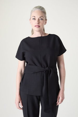 SJ Women's Linen Blend Tie Tunic, Black