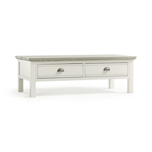 Brompton Painted Acacia and Ash Top 2-Drawer Coffee Table - Solid Hardwood