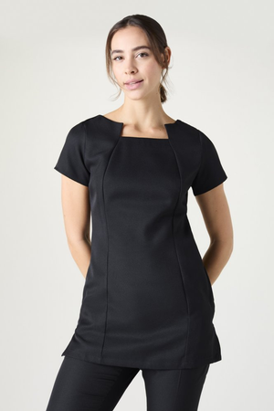 SJ Women's Lightweight Square Neck Tunic with Pockets, Black