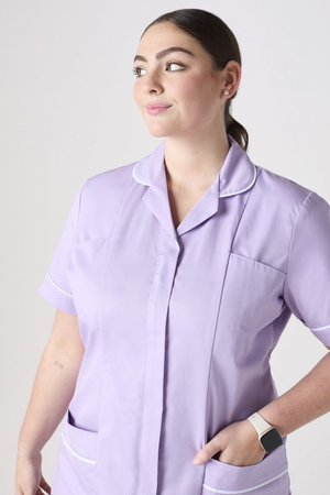 SJ Women's Healthcare Tunic, Lilac/White