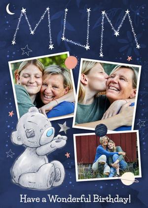 Tatty Teddy Mum Stars Birthday Photo Upload Card