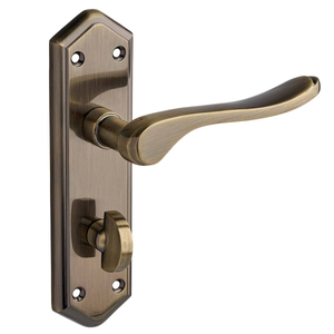 Bewdley Thumbturn Lock Bathroom Door Handle - Antique Brass - Pair - Designer Levers