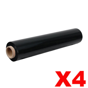 4 x Stretch Hand Pallet Wrap 500mm x 400M 25MIC Shrink Wrap - Black