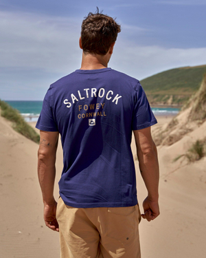 Fowey Mens Location T-Shirt in Blue