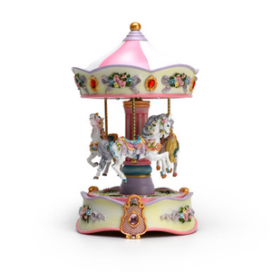 Nostalgic Classic Pink Musical Rotating Carousel