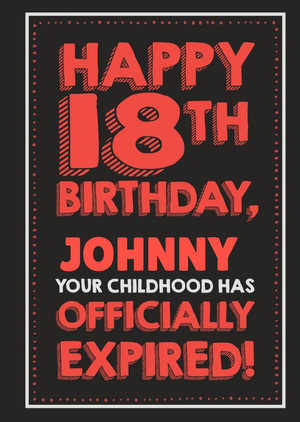 JAT090 Fun Illustrated 18th Typographic Birthday Card