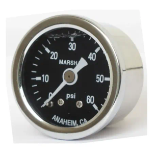 Marshall 0-60 PSI Oil Pressure Gauge Black Face With Stainless Housing (MS00060-CLAM)