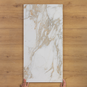 Calacatta Oro Marble-Effect Polished Porcelain Tile 120x60cm