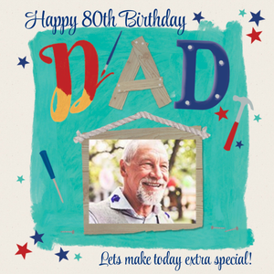 Moonpig Ling Design Illustrated Diy Dad 80th Photo Upload Birthday Card