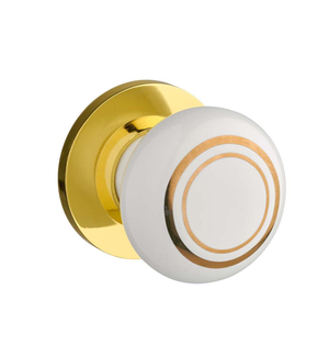 Ceramic Door Rim Knob - Gold Rose/White Ceramic - Pair - Designer Levers