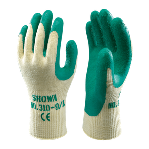 SHOWA 310 Builders Safety Work Gloves with Textured Grip in Green