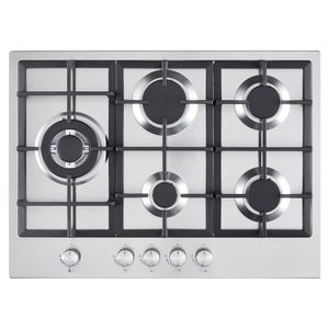 70cm Stainless Steel 5 Burner Gas Hob with Wok Burner