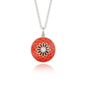 Orange and Ruby Red Dahlia Necklace