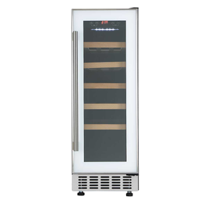 20 Bottle Capacity White Wine Cooler with Wood Shelves