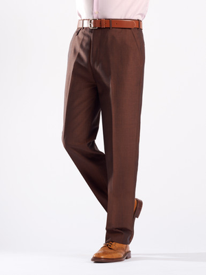 Chestnut Luxury Wool & Mohair Two Tone Trousers