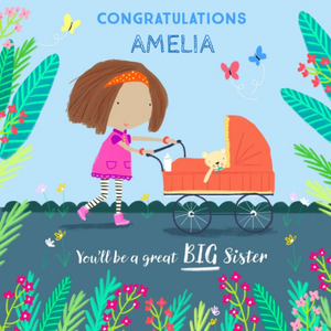 Moonpig Designers Bright Fun Illustrated Congratulations You'll Be A Great Big Sister New Baby Card