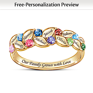 Birthstone Our Family Of Joy Personalized Ring