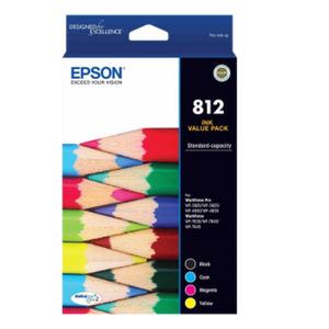 Epson 812 Ink Cartridge Value Pack - Includes [1x Black, Cyan, Magenta & Yellow] (Original)