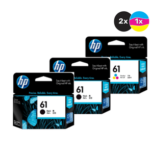 HP 61 Ink Cartridge Value Pack  - Includes: [2 x Black, 1 x Tri-Colour]
