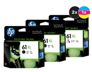 HP 61XL Ink Cartridge Value Pack  - Includes: [2 x Black, 1 x Tri-Colour]