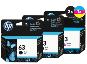 HP 63 Ink Cartridge Value Pack  - Includes: [2 x Black, 1 x Tri-Colour]
