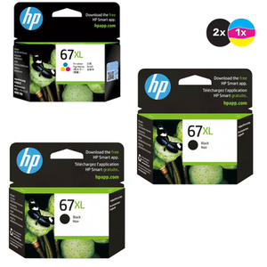HP 67XL Ink Cartridge Value Pack - Includes [2x Black, 1x Tri-Colour]