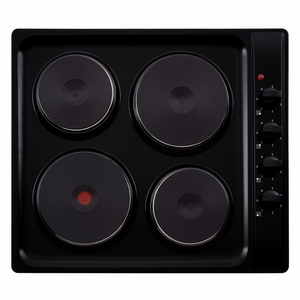 60cm Black 4 Zone Solid Plate Hob