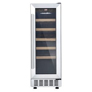 20 Bottle Capacity Stainless Steel Wine Cooler with Wood Shelves
