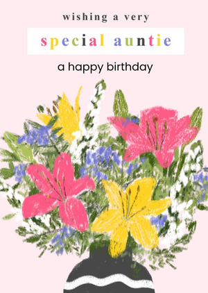 Sketched Sian Roberts Illustration Floral Colourful Birthday Card
