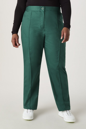 SJ Women's Unhemmed Flat Front Trouser, Bottle Green