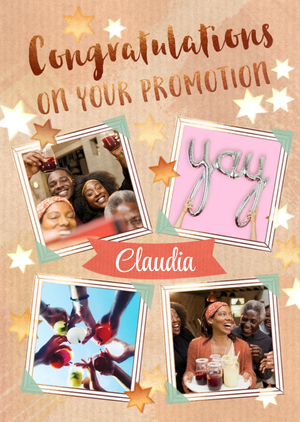 Congratulations On Your Promotion Photo Upload Typographic Design Card
