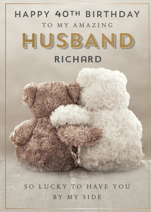 Pigment Illustrated Cute Bears 40th Husband Birthday Card