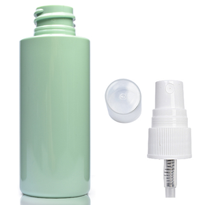 50ml Sage Green PET Plastic Bottle With Atomiser Spray - White