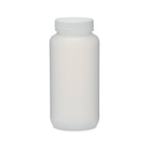 16 oz Natural HDPE Wide Mouth Packer Bottles (White Screw Top Cap) - 36016