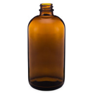 16 oz Amber Glass Boston Round Bottles (Cap Not Included) - 4699B11-BABR