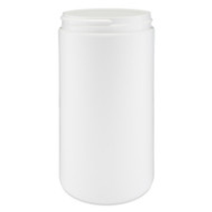32 oz White HDPE Plastic Wide Mouth Straight Sided Jars (Cap Not Included) - 3301B32-BWHT