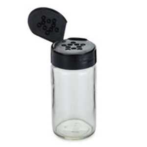 4 oz Clear Glass Paragon Spice Jars (Black Flip & Sift Spice Cap) - 5023B81BLK