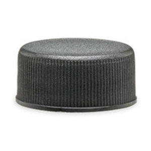 20-400 Black PP Plastic Ribbed Screw Top Caps (Foam Liner) - 270203